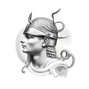 athena, bay leaf, sparta helmet tattoo design idea