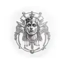 athena, bay leaf, sparta helmet tattoo design idea