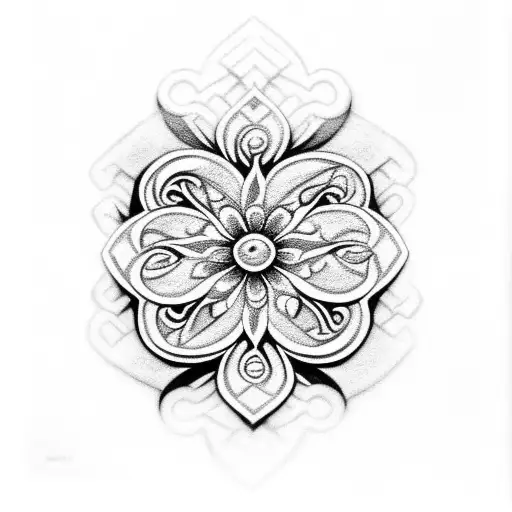filigree cross with flowers tattoo design idea