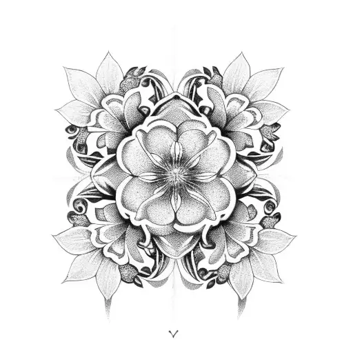 filigree cross with flowers tattoo design idea