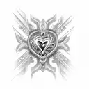filigree cross with a heart in the middle tattoo design idea