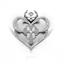 filigree cross with a heart in the middle tattoo design idea