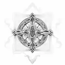 filigree cross with a heart in the middle tattoo design idea