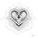 filigree cross with a heart in the middle tattoo design idea
