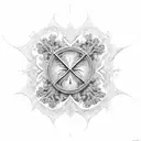 filigree cross with a heart in the middle tattoo design idea