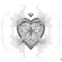 filigree cross with a heart in the middle tattoo design idea