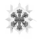 filigree cross with flowers tattoo design idea