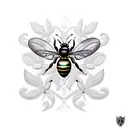 trophallaxis between bee and ant tattoo design idea