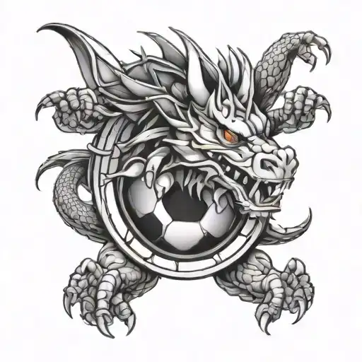 Football themed dragon tattoo with a hooligan twist tattoo design idea