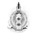 rum bottle with beach inside tattoo design idea