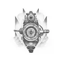 rum bottle with beach inside tattoo design idea