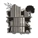 A bookshelf filled with books, each one representing a different chapter of the client's life tattoo design idea