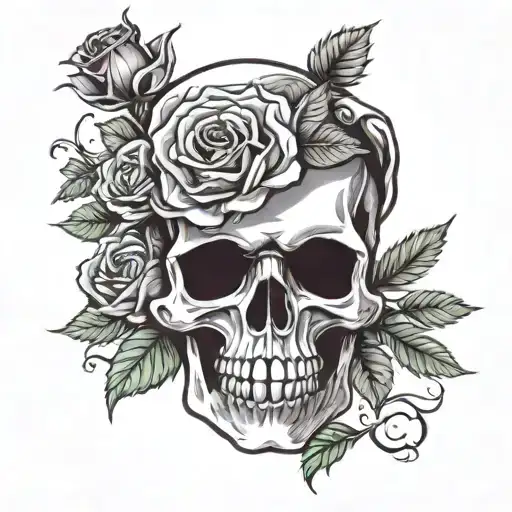 skulles and rose tattoo tattoo design idea