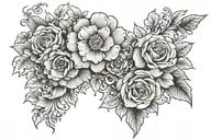 Thick solid bands alternating with florals tattoo design idea