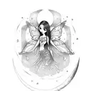 fairy with moon tattoo design idea