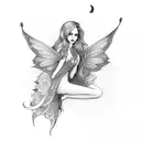 fairy with moon tattoo design idea