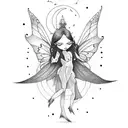 fairy with moon tattoo design idea