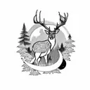 Nature, deer, forest, moon, light, 3 dates  tattoo design idea
