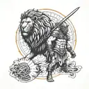 gladiator and lion tattoo design idea