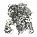 gladiator and lion tattoo design idea