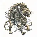 gladiator and lion tattoo design idea