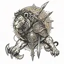 gladiator and lion tattoo design idea