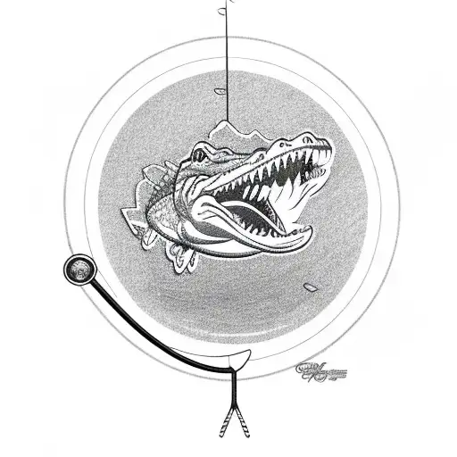 fishing pole Florida gators logo catching a Busch light beer tattoo design idea