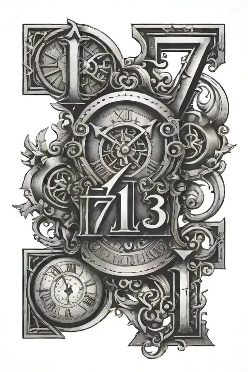 roman numeral 7 and 13 incorporated tattoo design idea