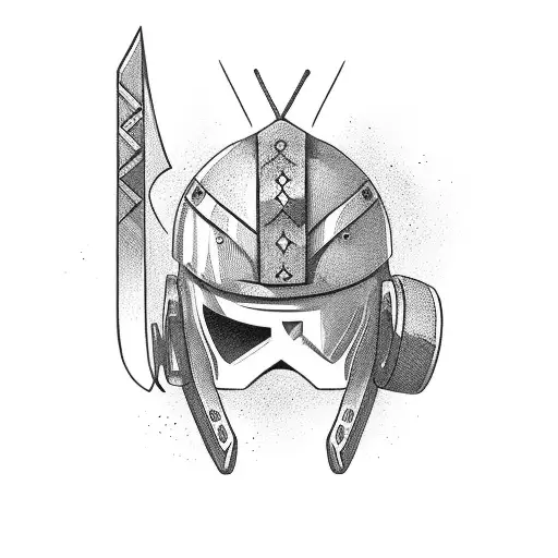 nordic axes and helmet tattoo design idea