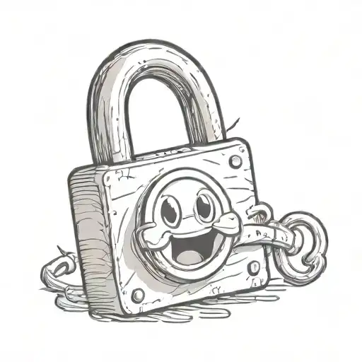 padlock locked smiley face tattoo design idea