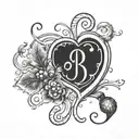 A design of a heart-shaped wine stain on a piece of paper, with the client's and their best friend's initials written inside, representing their love for wine and friendship tattoo design idea