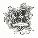 A design of a heart-shaped wine stain on a piece of paper, with the client's and their best friend's initials written inside, representing their love for wine and friendship tattoo design idea