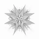 a chrome star with its center igniting  tattoo design idea