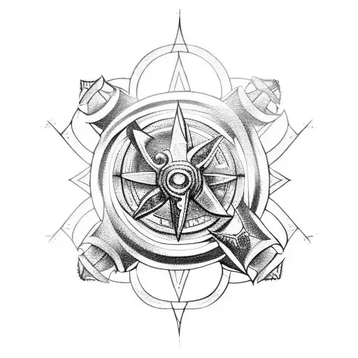 viking compass and pokemon gengar tattoo design idea