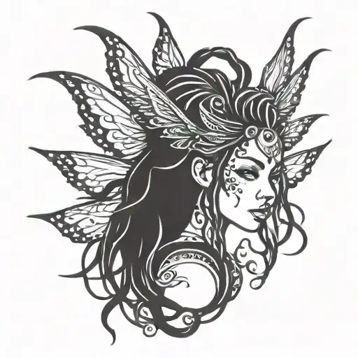 a black fairy with dreadlocks with tribal tattoo tattoo design idea