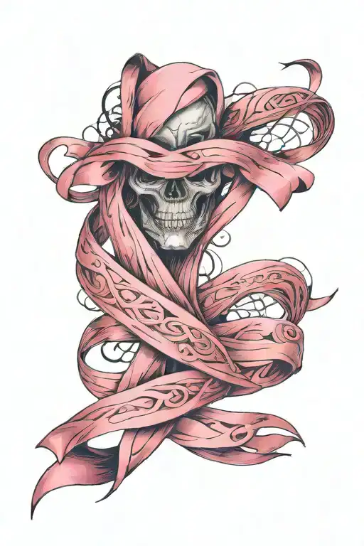 pink ribbon wrapped tattoo design idea