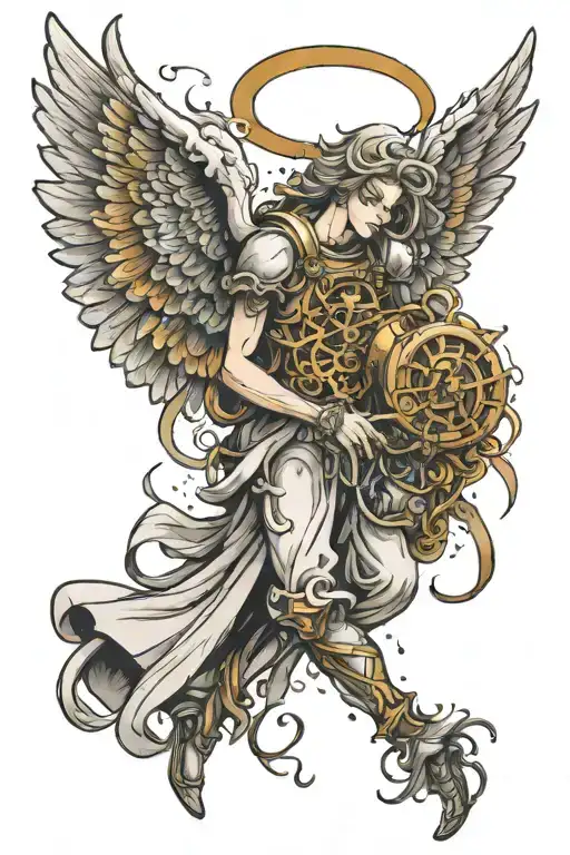 angel dust travelling through time tattoo design idea