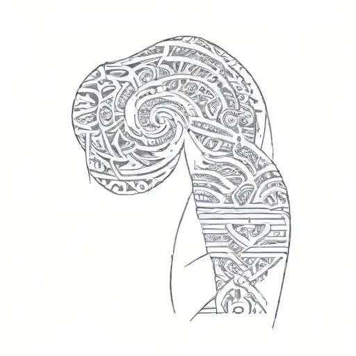 a tribal tattoo for the chest and one arm for men tattoo design idea