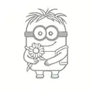 minion holding daisy flower in hand tattoo design idea