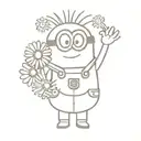 minion holding daisy flower in hand tattoo design idea