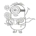 minion holding daisy flower in hand tattoo design idea