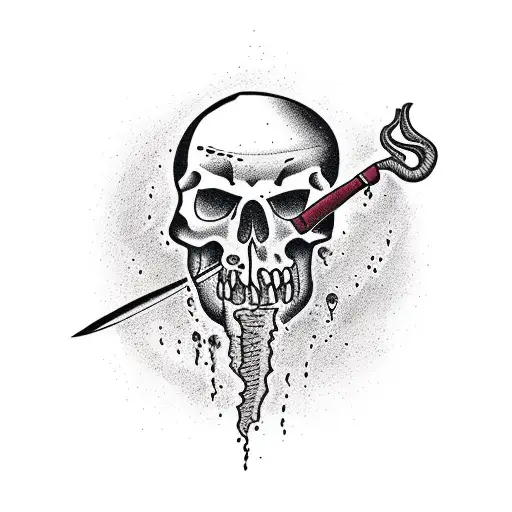 A swamp with a knife piercing through it, symbolizing the writer's creativity tattoo design idea