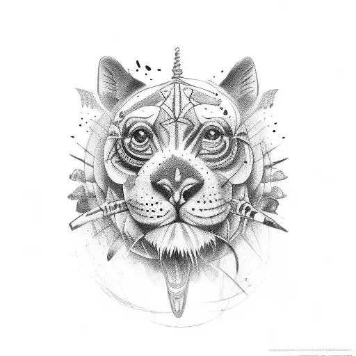 A jagoador in action, with animals from the zoologico in the background tattoo design idea