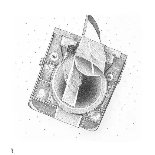 from an open book drops a movie film, a Photo camera. ALL surrounded by musical notes and comics stars  Photo tattoo design idea