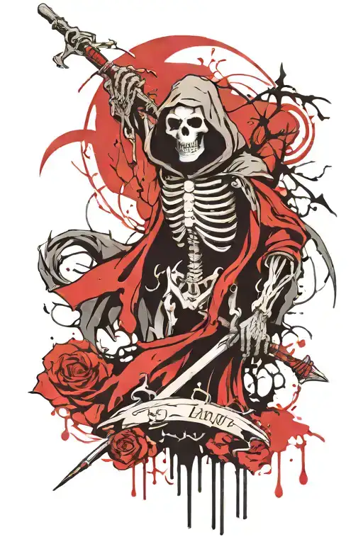 grim reaper death seal tattoo design idea