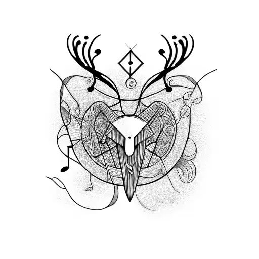 music cross animals tattoo design idea