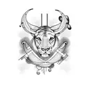 music cross animals tattoo design idea