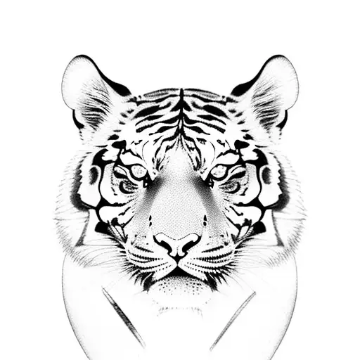Tiger flower  tattoo design idea