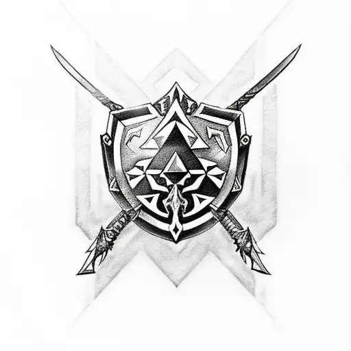 Zelda and Link with the master sword tattoo design idea