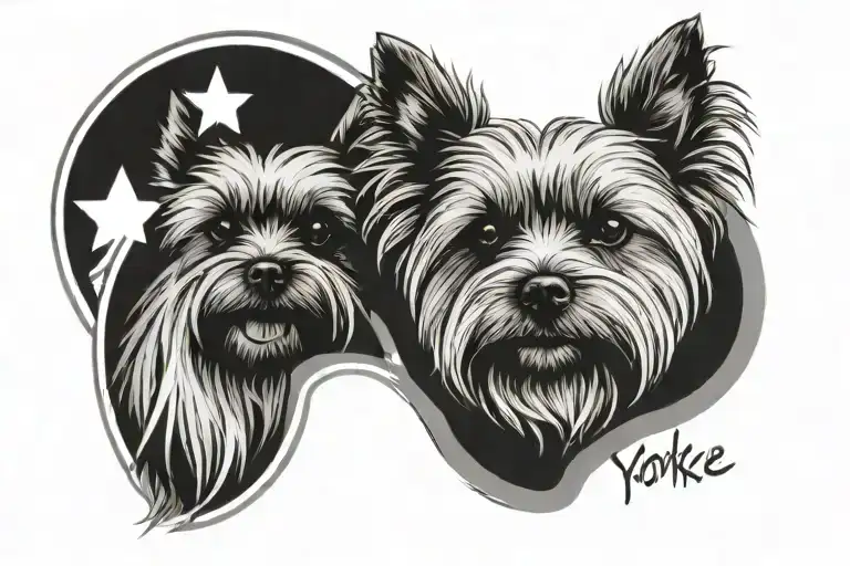 yorkie ears with real nose print and paw print on one side and the name max on the other  tattoo design idea